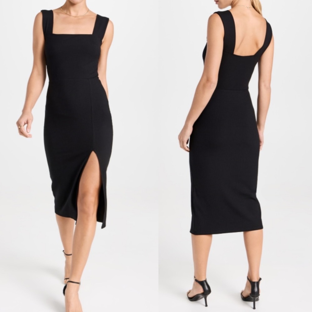 Reformation Cassi Knit Ribbed Side Slit Dress Size XS